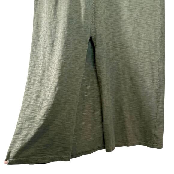 Universal Thread Cotton Short Sleeve T-Shirt Midi Dress with Front Slit Green S - Picture 6 of 10